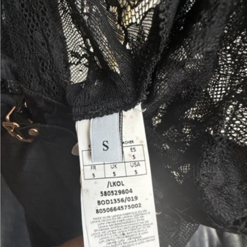 Black Lace Satin Bodysuit - Picture 4 of 5